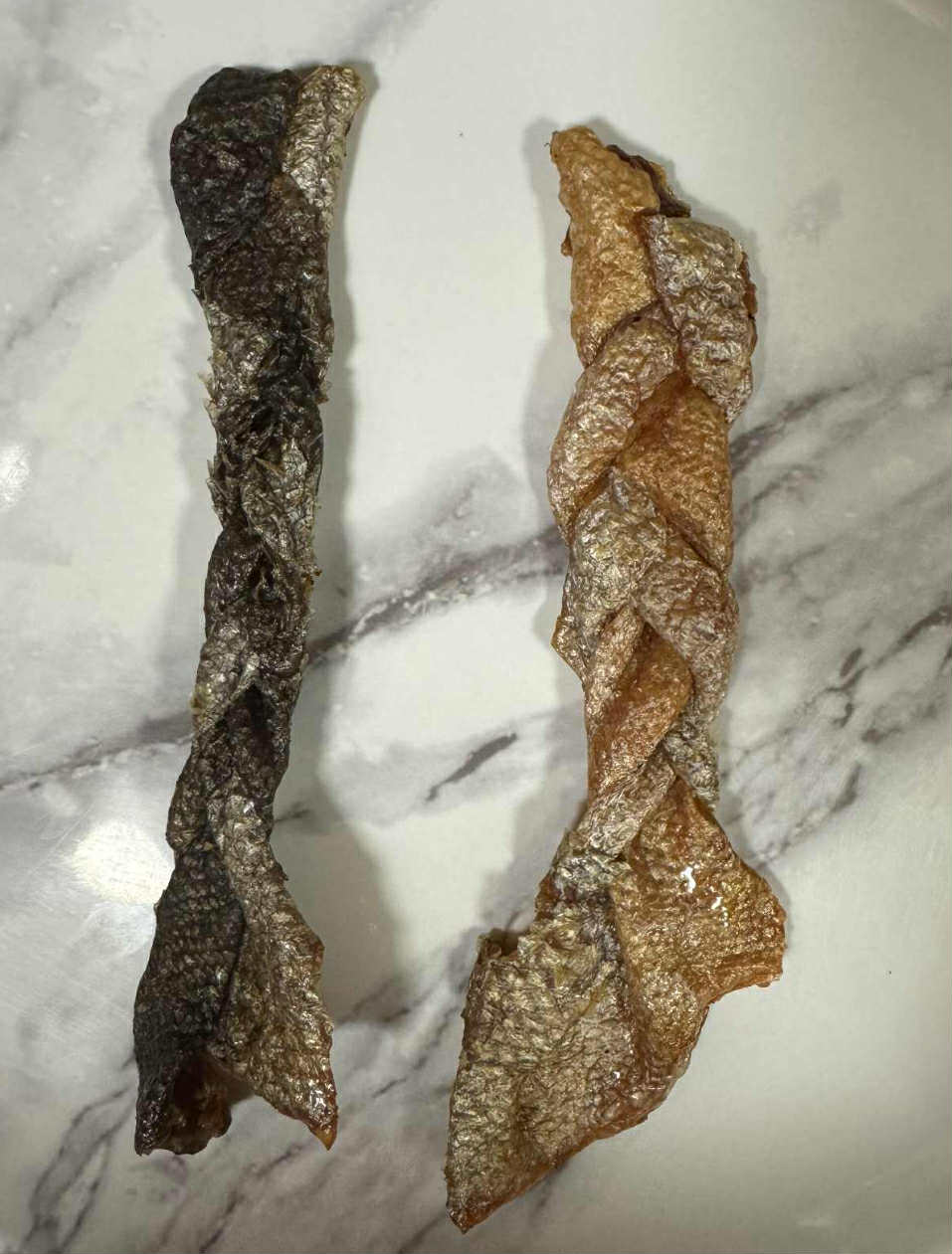 Peau de saumon en tresse séchée